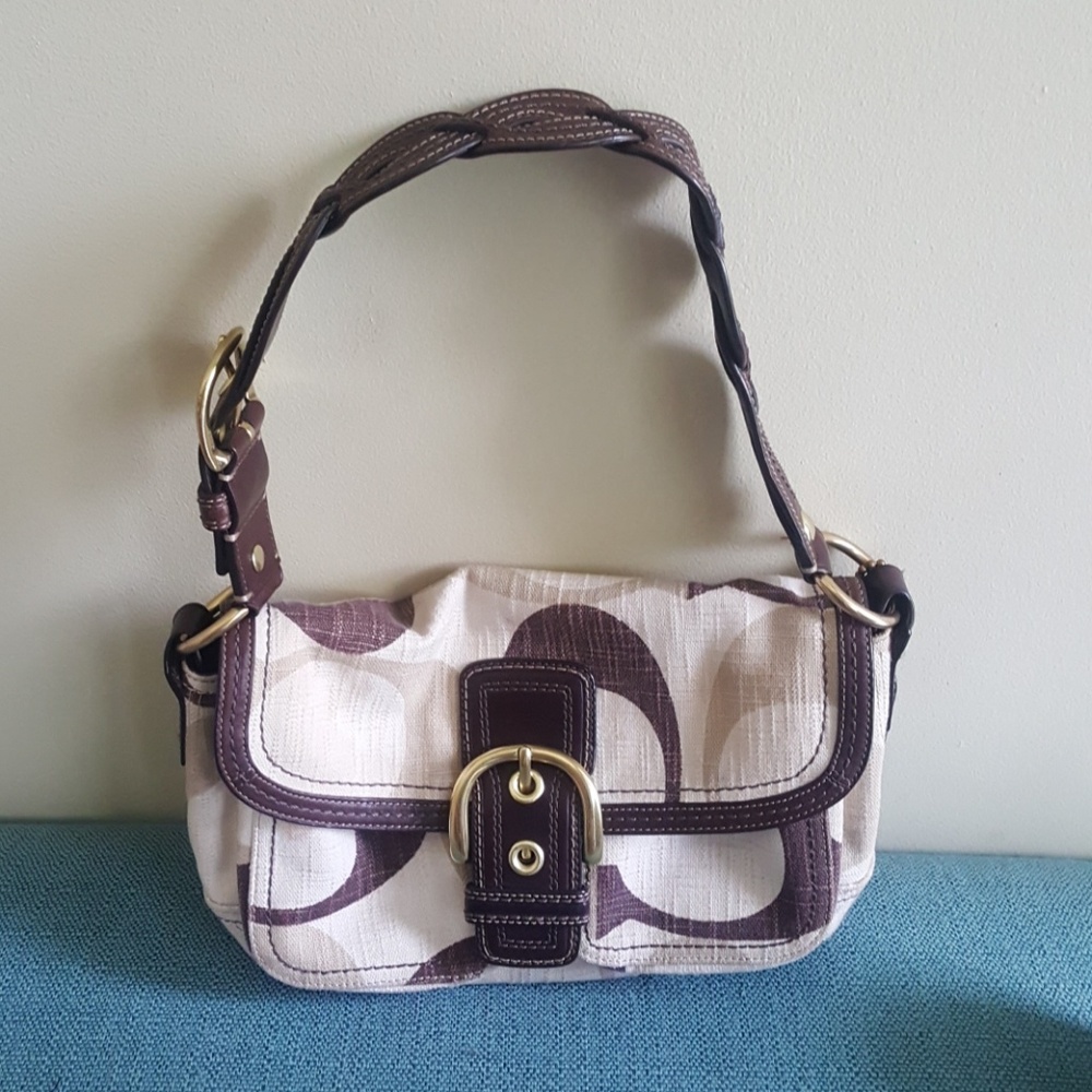 Coach braided leather strap purse